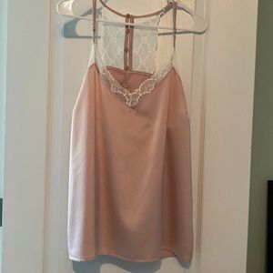 Gibson size Large pink with ivory lace trim cami